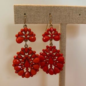 Red Drop Chandelier Earrings